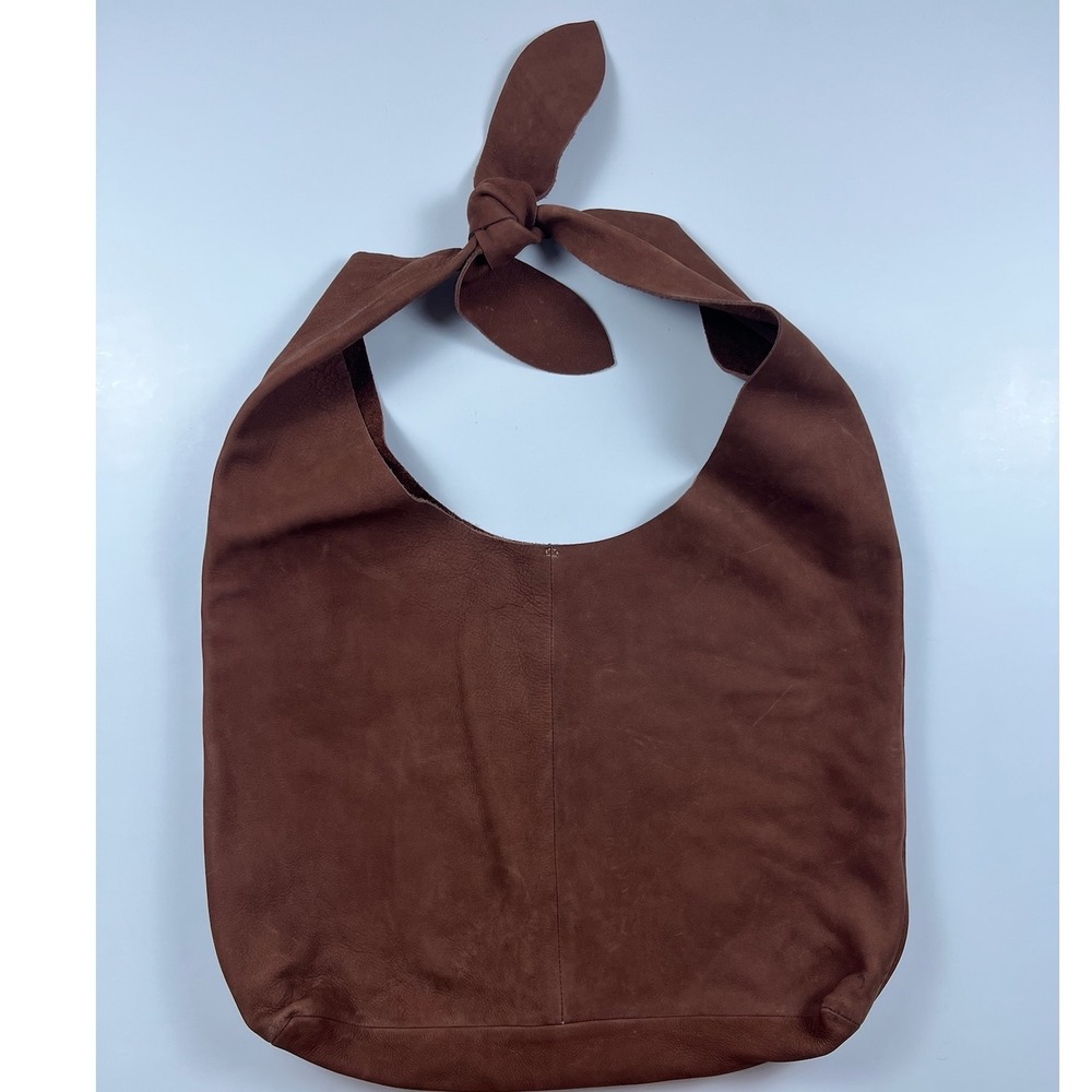 ABLE Brown Leather Knotted Tie Hobo Shoulder Bag Handmade in Brazil Boho Purse